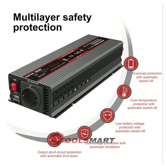 Інвертор DATOUBOSS DN-022 1500W/3000W 12В / 220В з чистою синусоїдою