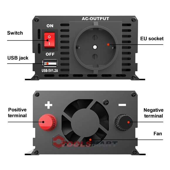 Інвертор DATOUBOSS DN-022 1000W/2000W 12В - 220В з чистою синусоїдою