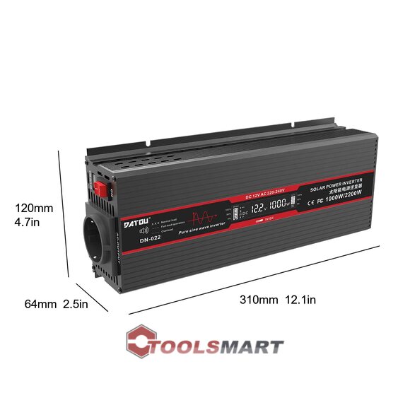 Інвертор DATOUBOSS DN-022 1000W/2000W 12В - 220В з чистою синусоїдою