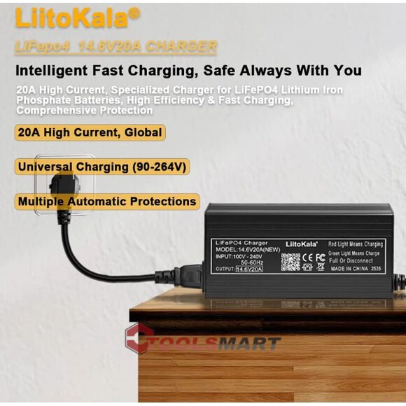 Зарядний пристрій LiitoKala 20A 14.6V 4S 300W для акумуляторів LiFePO4